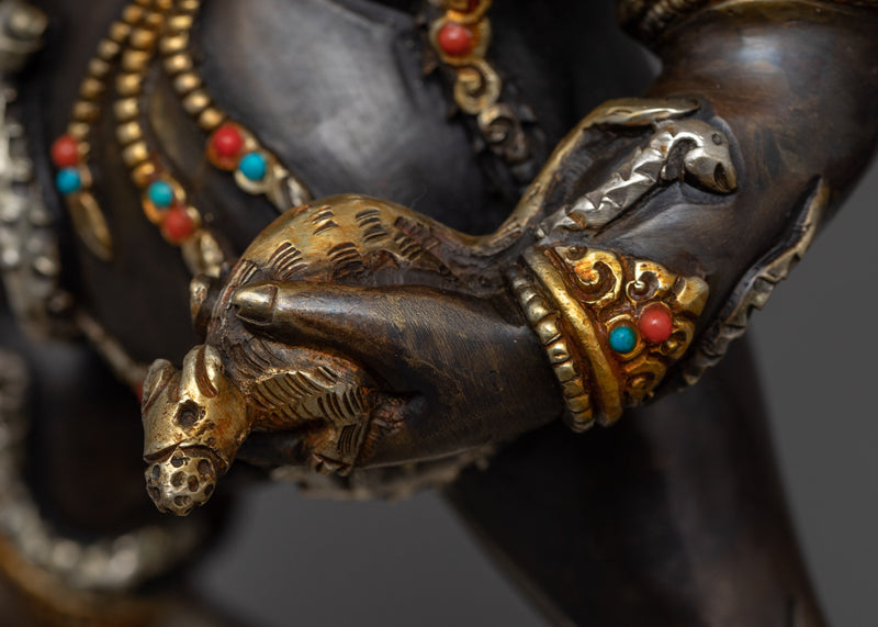 Classic Black Dzambhala Statue for Rituals | Oxidized Copper Buddhist Statue