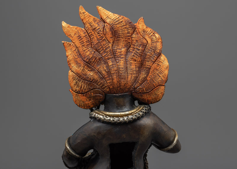 Classic Black Dzambhala Statue for Rituals | Oxidized Copper Buddhist Statue