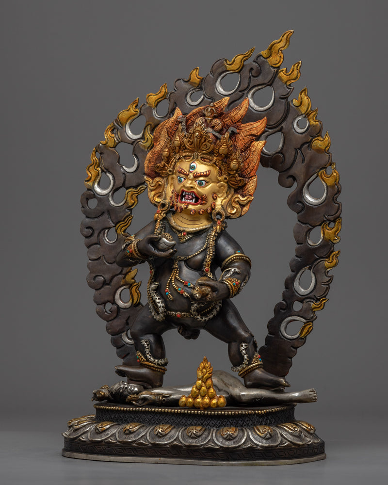 Classic Black Dzambhala Statue for Rituals | Oxidized Copper Buddhist Statue