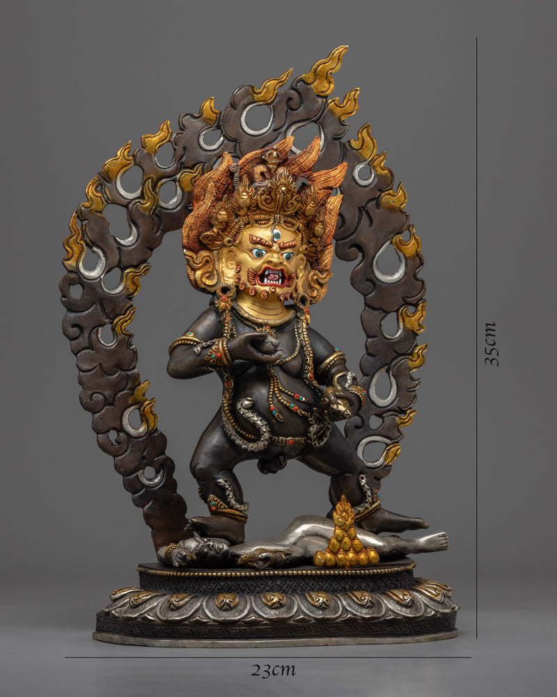 Classic Black Dzambhala Statue for Rituals | Oxidized Copper Buddhist Statue