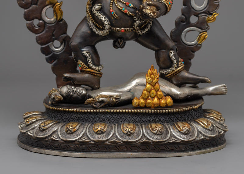 Classic Black Dzambhala Statue for Rituals | Oxidized Copper Buddhist Statue