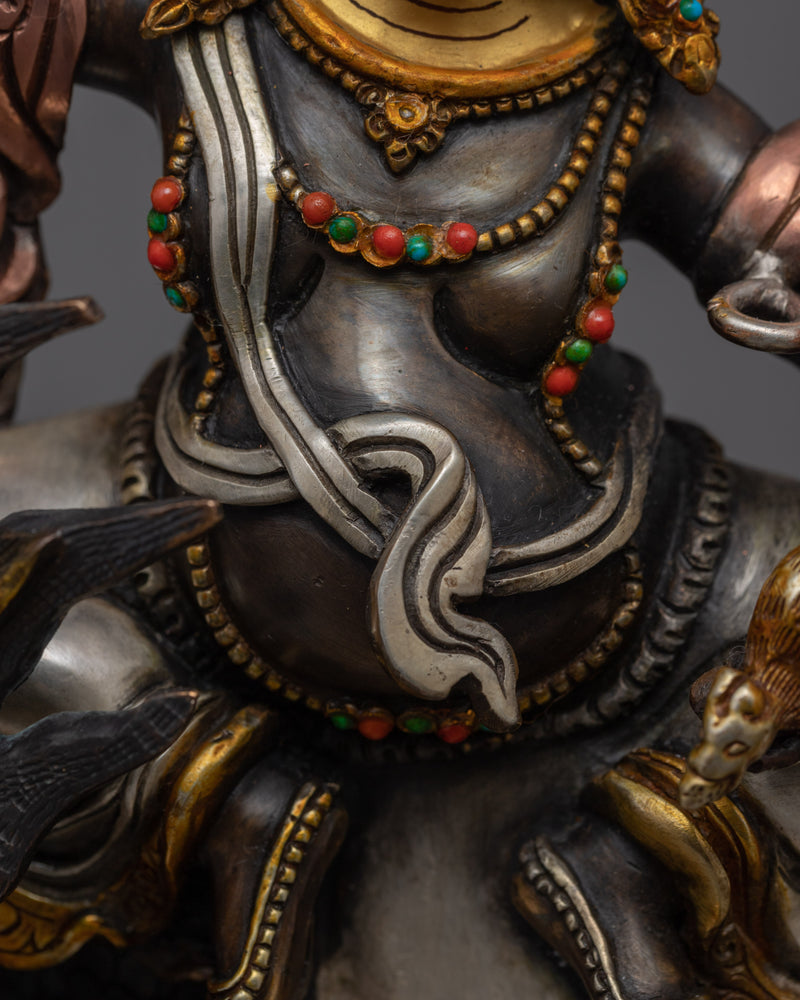 Tibetan White Dzambhala Sculpture | Buddhist Deity of Wealth Statue
