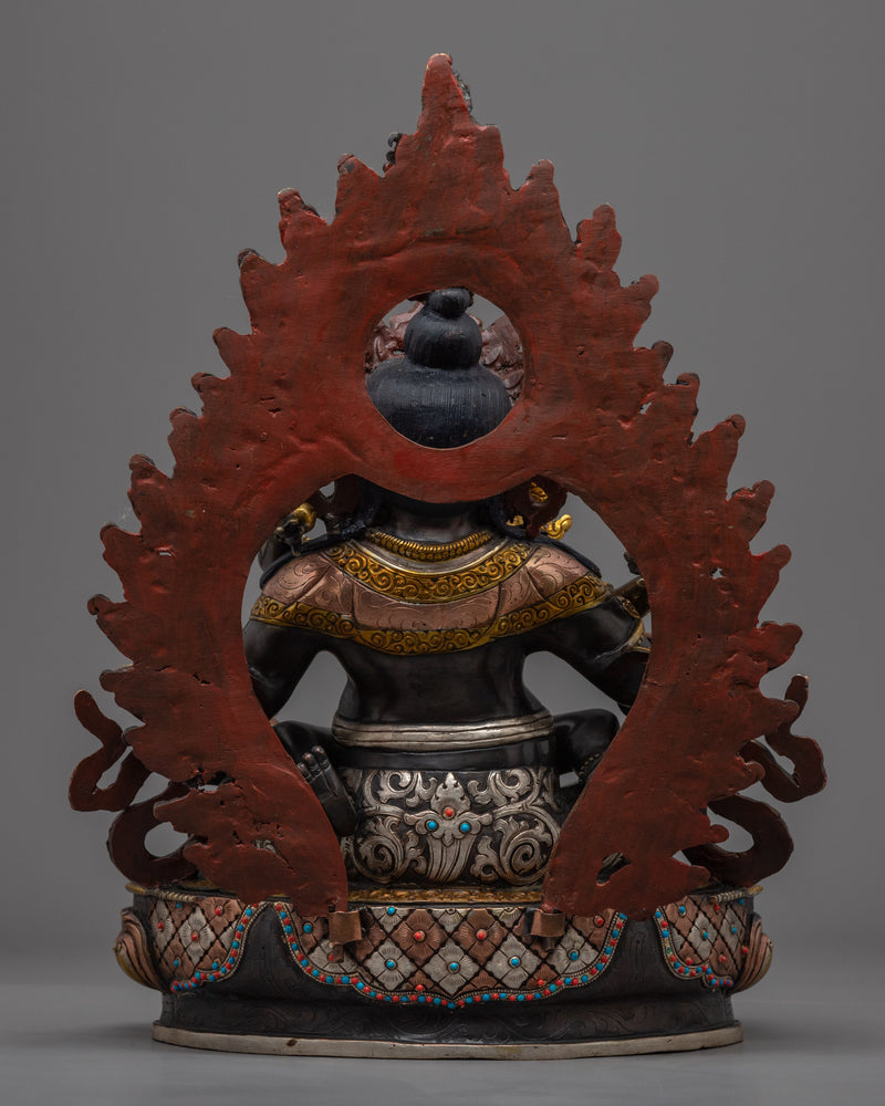 Deity of Wealth and Prosperity, Green Dzambhala Statue | Full Oxidized Copper Buddhist Statue