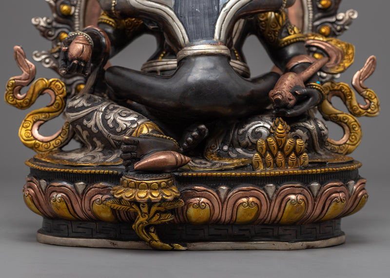 Deity of Wealth and Prosperity, Green Dzambhala Statue | Full Oxidized Copper Buddhist Statue
