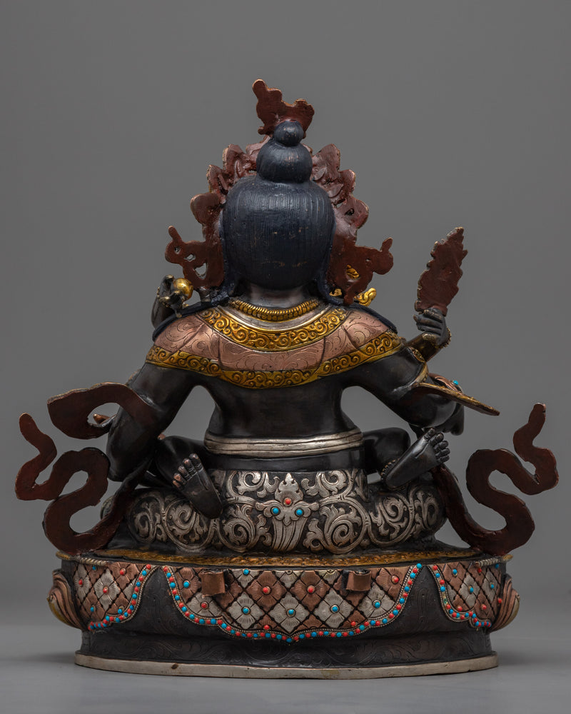 Deity of Wealth and Prosperity, Green Dzambhala Statue | Full Oxidized Copper Buddhist Statue