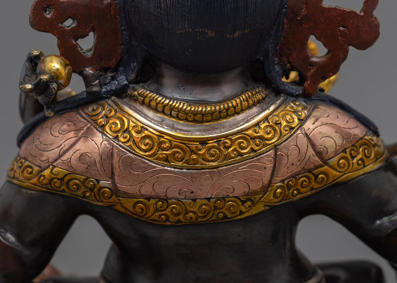Deity of Wealth and Prosperity, Green Dzambhala Statue | Full Oxidized Copper Buddhist Statue