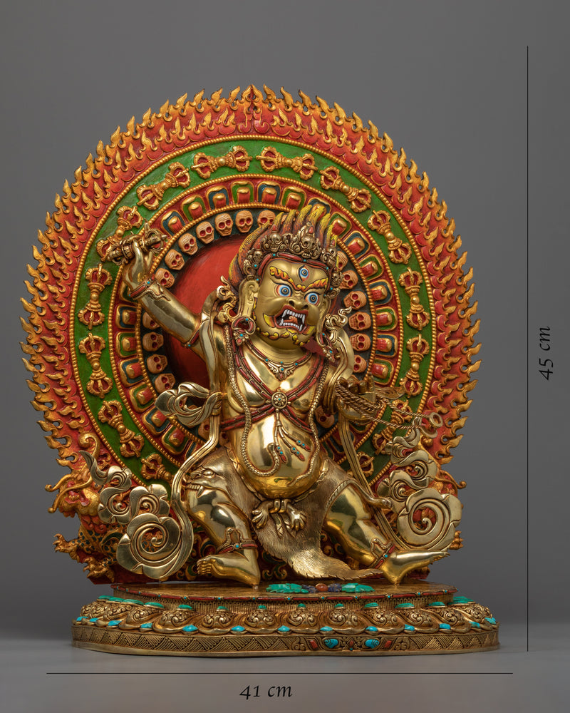 Vajrapani Bodhisattva Gold Gilded Statue | Hand-Carved Bodhisattva Statue