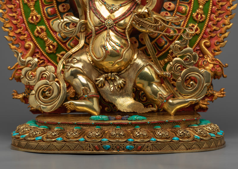 Vajrapani Bodhisattva Gold Gilded Statue | Hand-Carved Bodhisattva Statue
