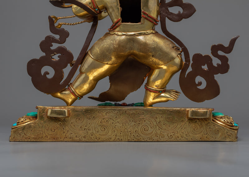 Vajrapani Bodhisattva Gold Gilded Statue | Hand-Carved Bodhisattva Statue