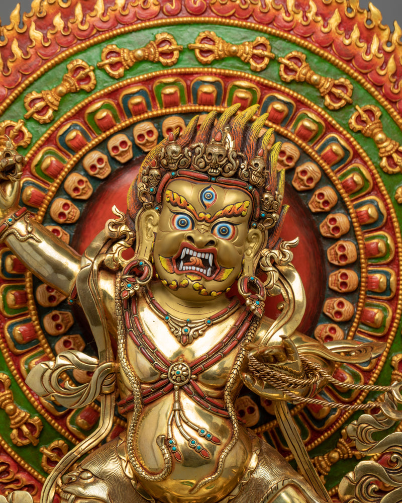 Vajrapani Bodhisattva Gold Gilded Statue | Hand-Carved Bodhisattva Statue