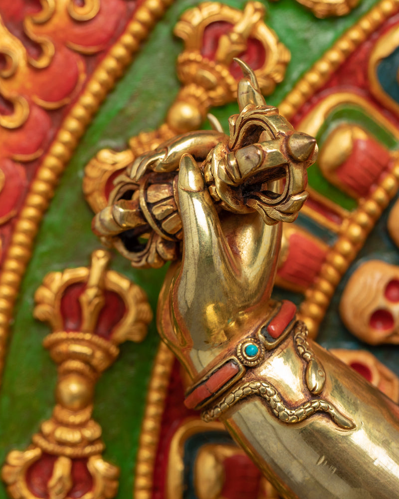 Vajrapani Bodhisattva Gold Gilded Statue | Hand-Carved Bodhisattva Statue