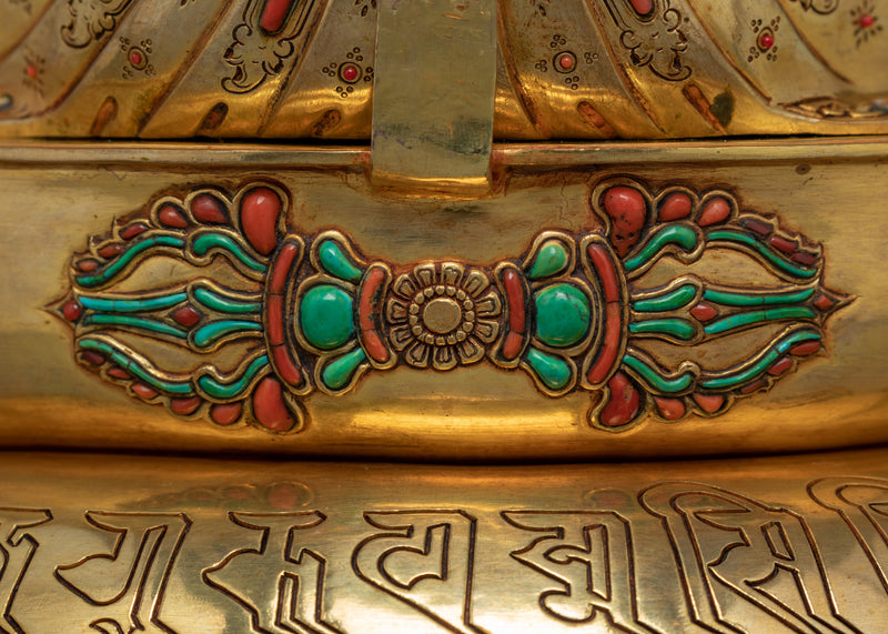 Gold Gilded Statue Guru Rinpoche Padmasambhava | Traditional Buddhist Art