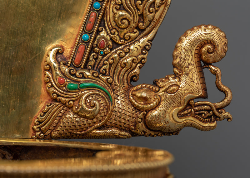 Gold Gilded Statue Guru Rinpoche Padmasambhava | Traditional Buddhist Art