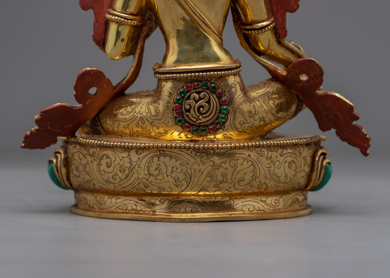 Gold Gilded Green Tara for Deity Meditation Practice | Buddhist Art for Meditation