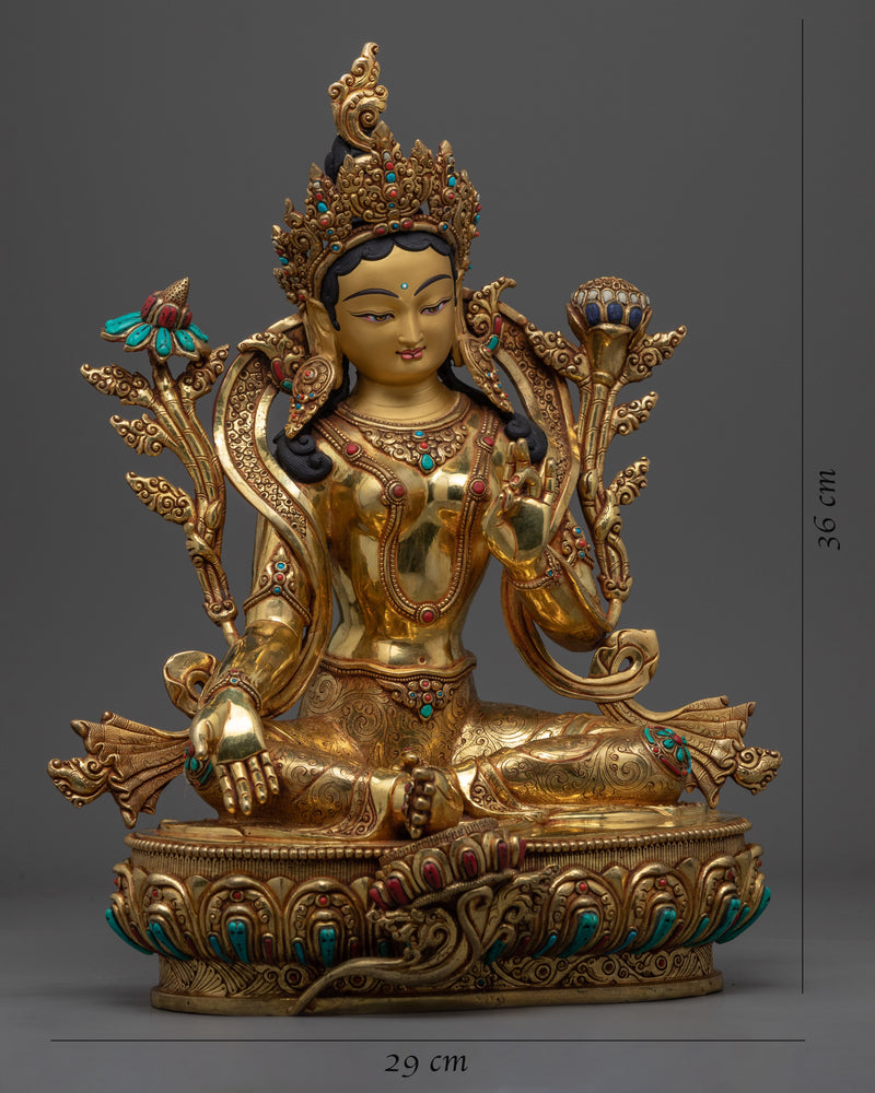 Green Tara Bodhisattva Statue | Traditional Himalayan Buddhist Statue