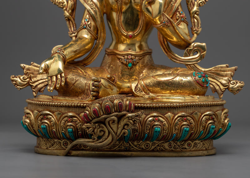 Green Tara Bodhisattva Statue | Traditional Himalayan Buddhist Statue