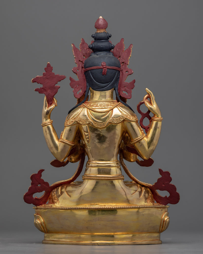 4 Arm Chenrezig Statue | Handmade Buddhist Deity of Compassion