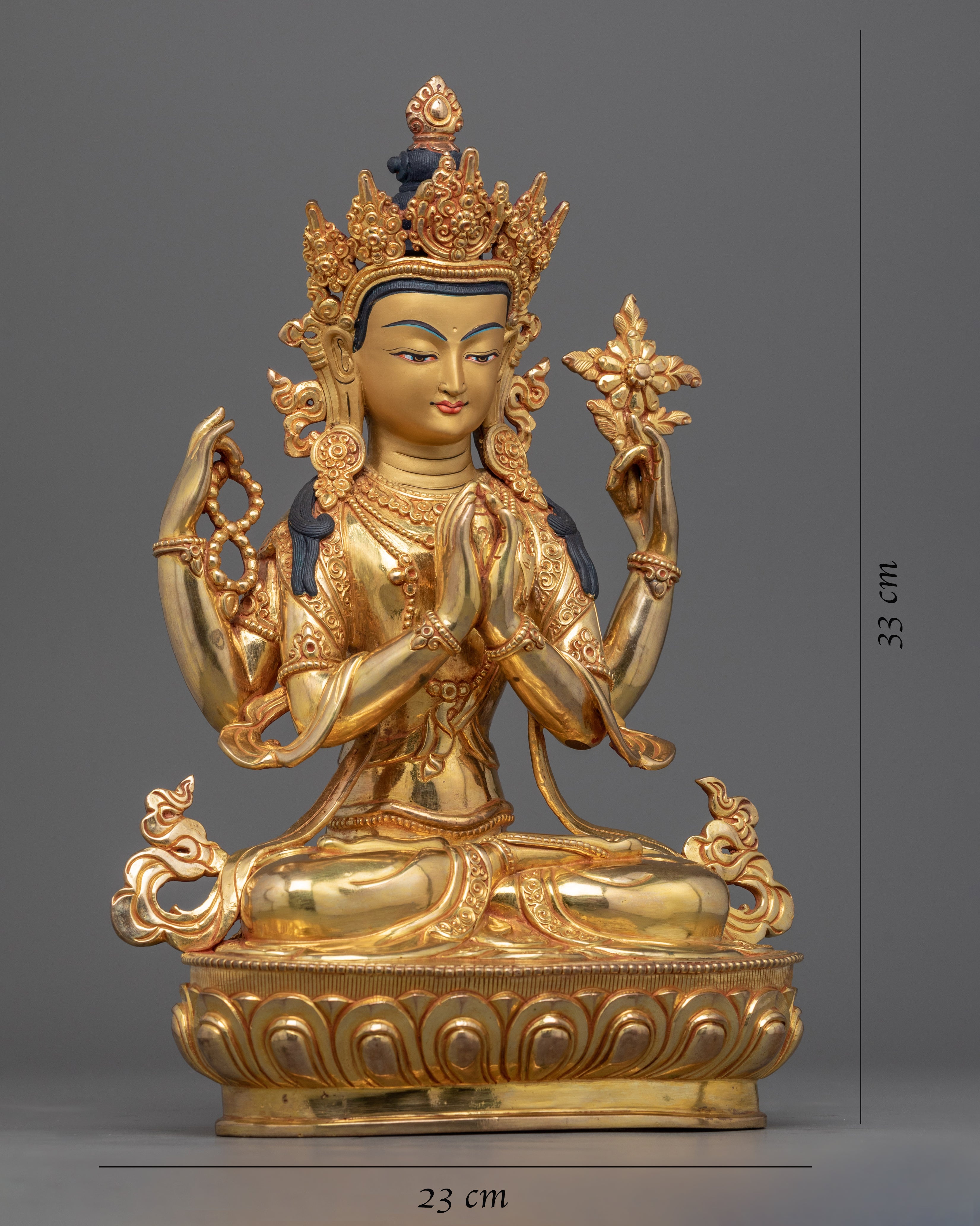 4 Arm Chenrezig Statue | Handmade Buddhist Deity of Compassion