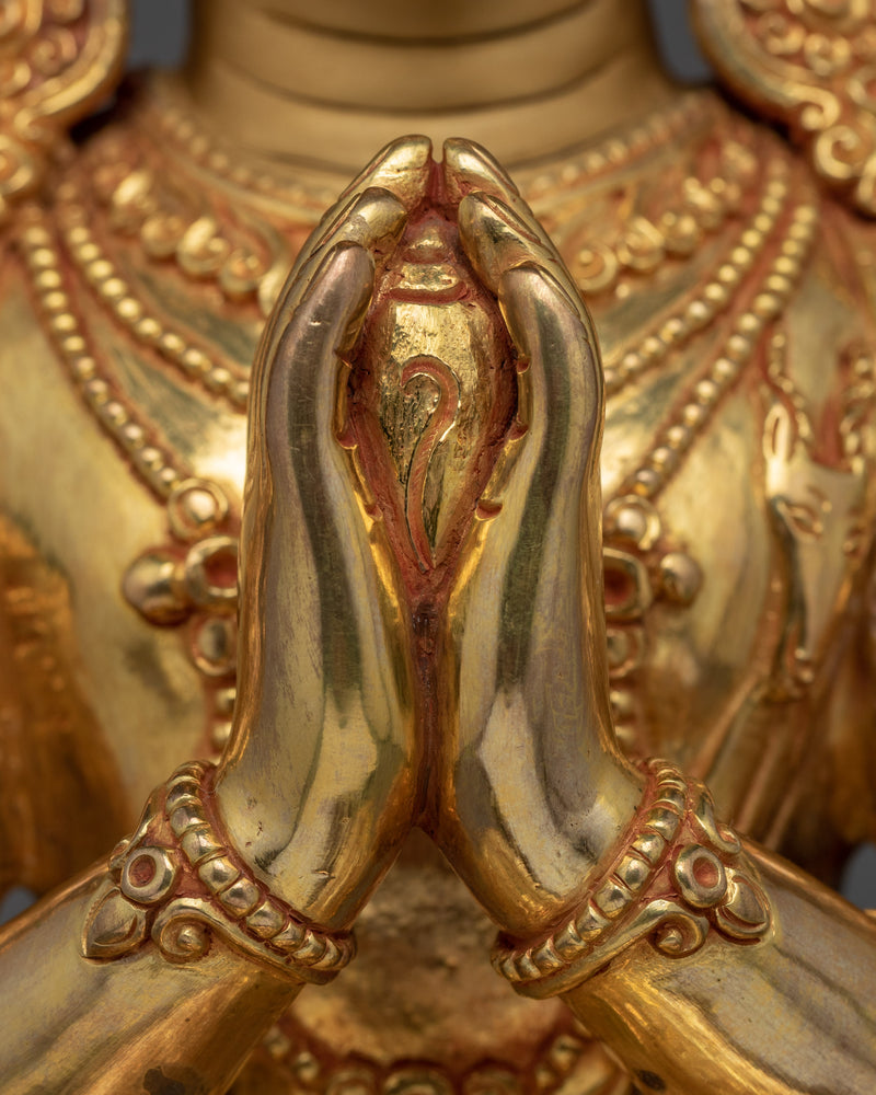 4 Arm Chenrezig Statue | Handmade Buddhist Deity of Compassion
