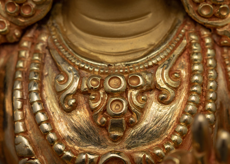 Manjushri Prayer Bodhicitta Statue | Gold Gilded Artwork of Nepal