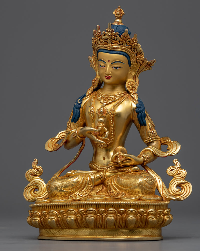 Vajrasattva Buddha Sculpture | Gold Gilded Handmade Figurine