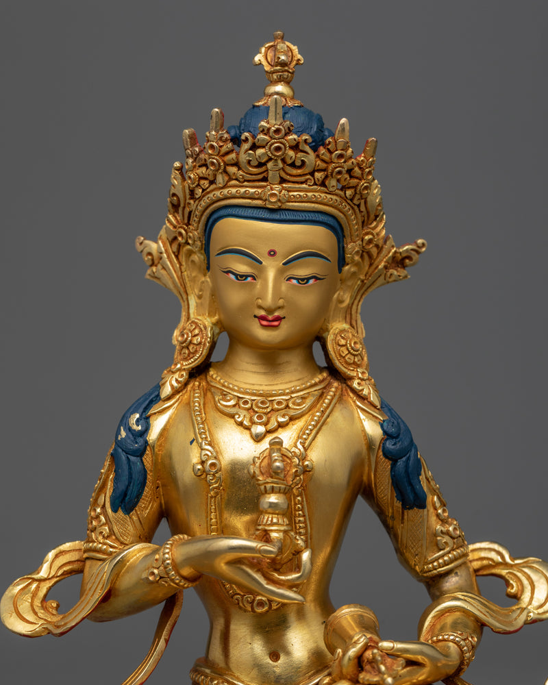 Vajrasattva Buddha Sculpture | Gold Gilded Handmade Figurine