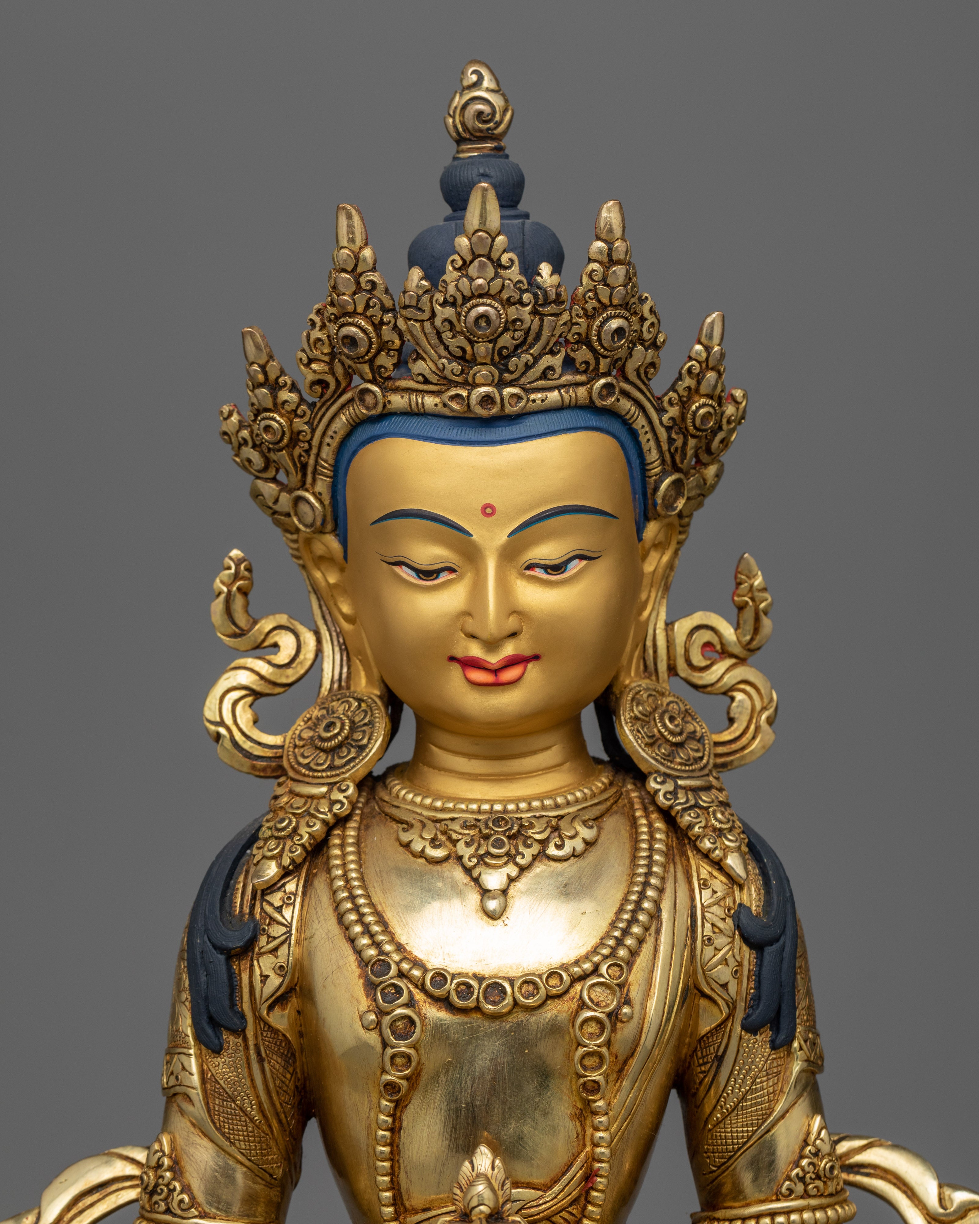 Buddha Amitayus Statue | Gold Gilded Long life Deity