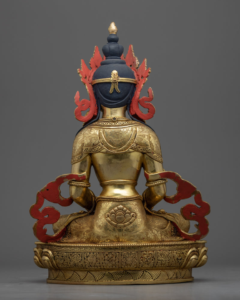 Buddha Amitayus Statue | Gold Gilded Long life Deity