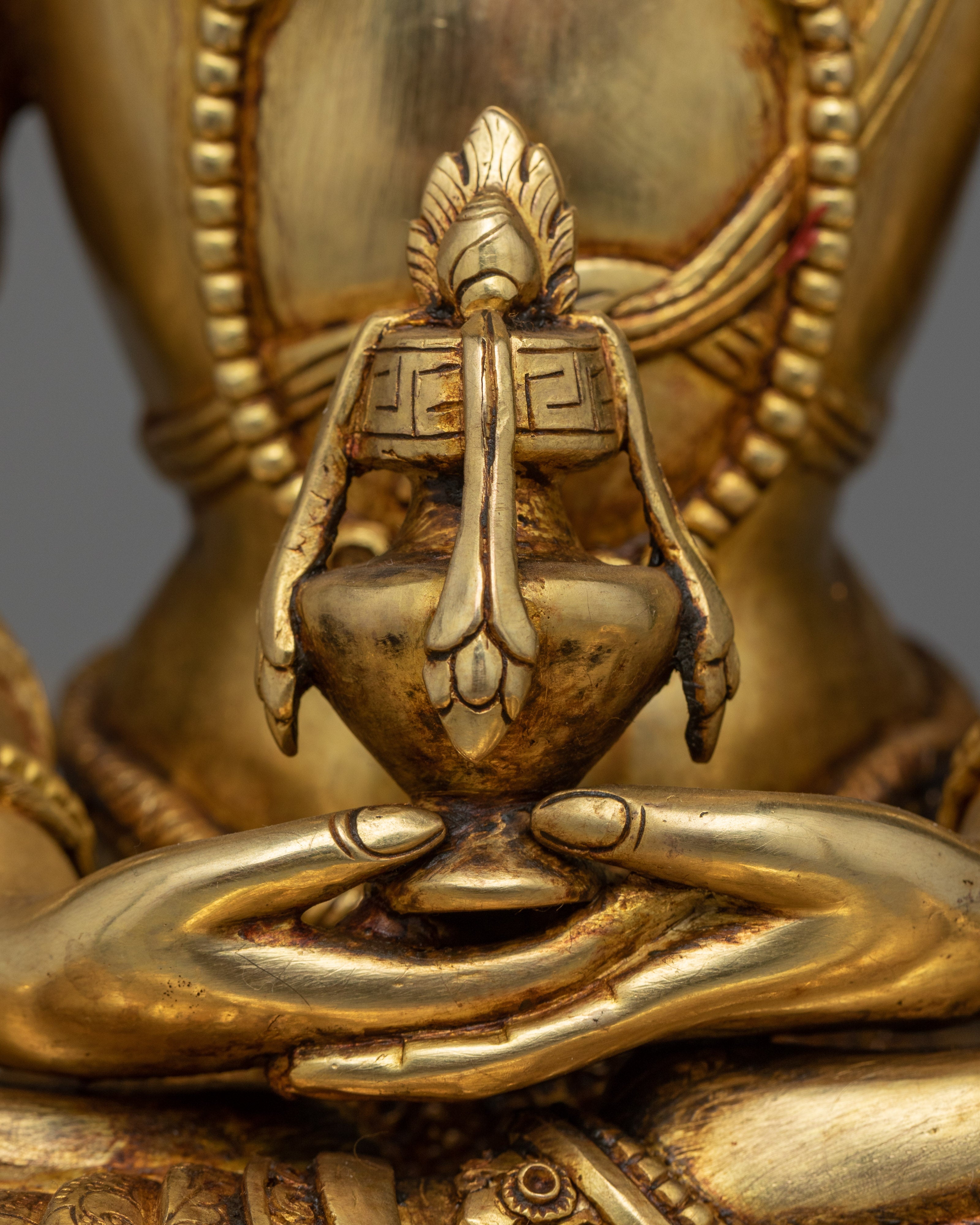 Buddha Amitayus Statue | Gold Gilded Long life Deity