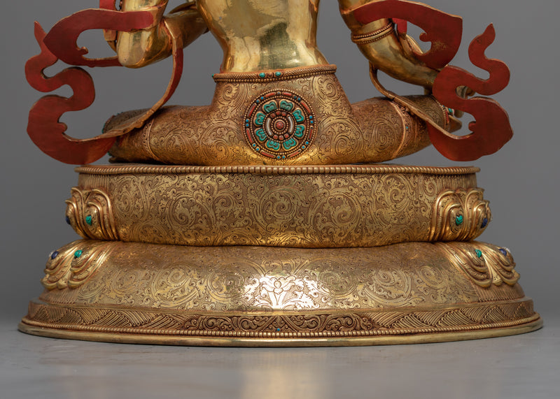Large Green Tara Gold Statue | Handmade Sculpture of Mother Tara | Saviouress from all fears
