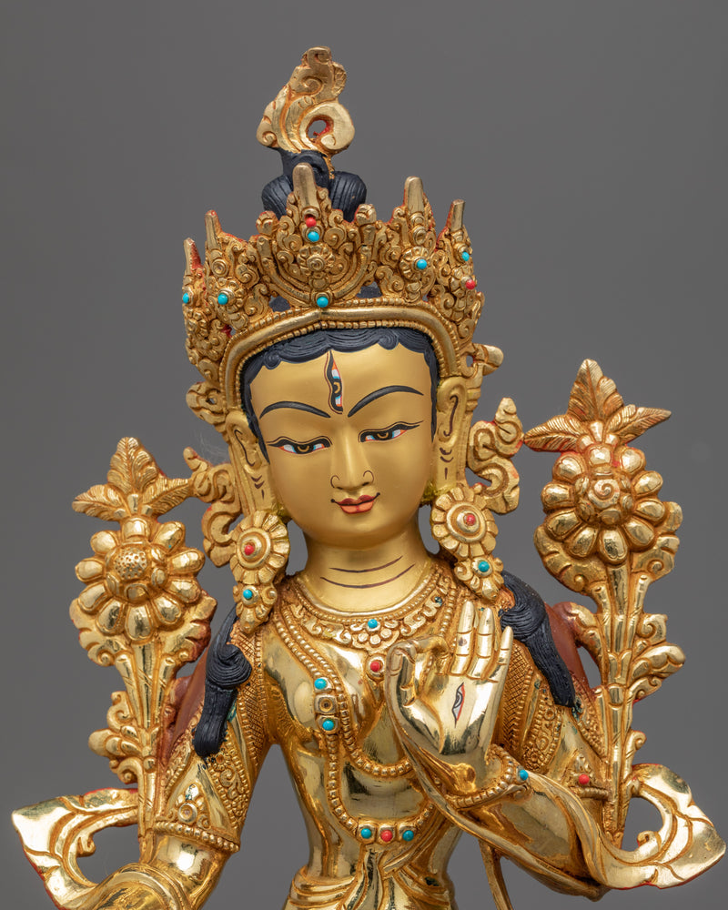 Buddhist Goddess White Tara Statue | Handmade Female Buddha Deity