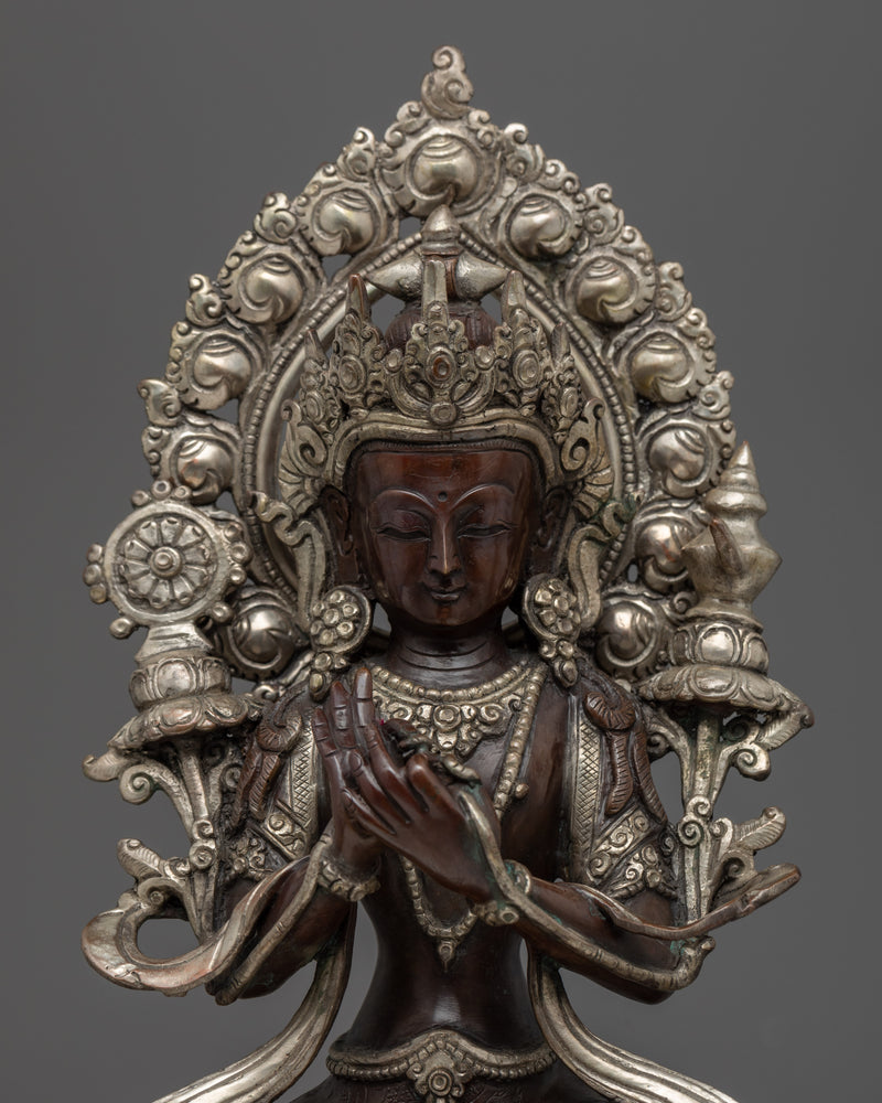 Buddha Maitreya Statue | Silver Plated | Hand-curated Buddha of Future