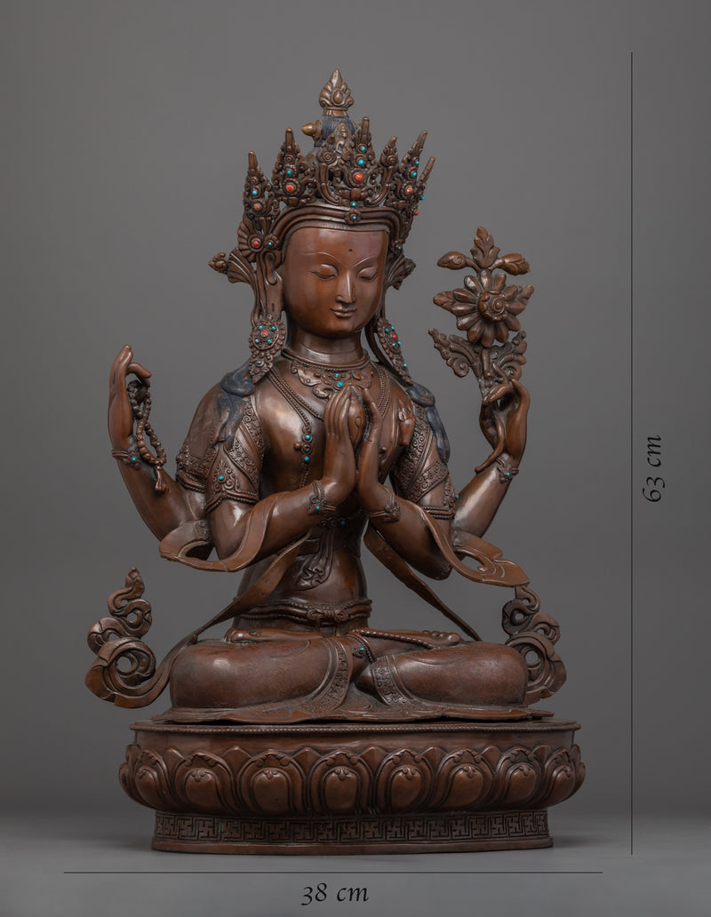Statue of Chenrezig | Handmade Copper Sculpture of avalokiteshvara