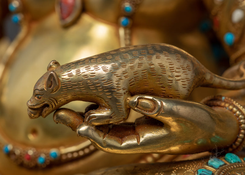 Dzambhala Wealth Buddha Statue | Gilded in genuine 24k Gold