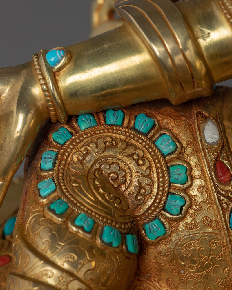 Dzambhala Wealth Buddha Statue | Gilded in genuine 24k Gold