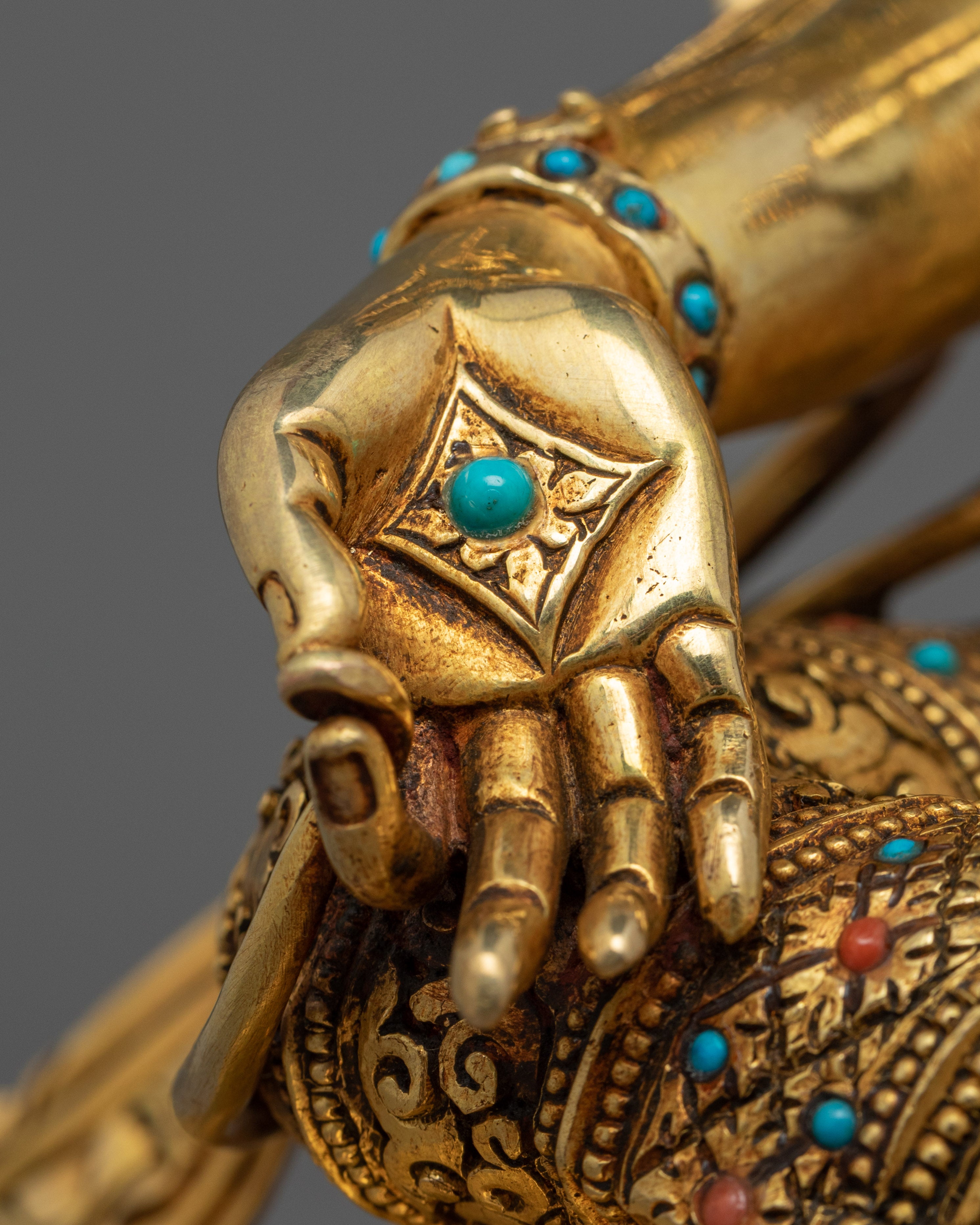 24K Gold Gilded Statue of Green Tara Bodhisattva | Buddhist Meditation Deity Sculpture