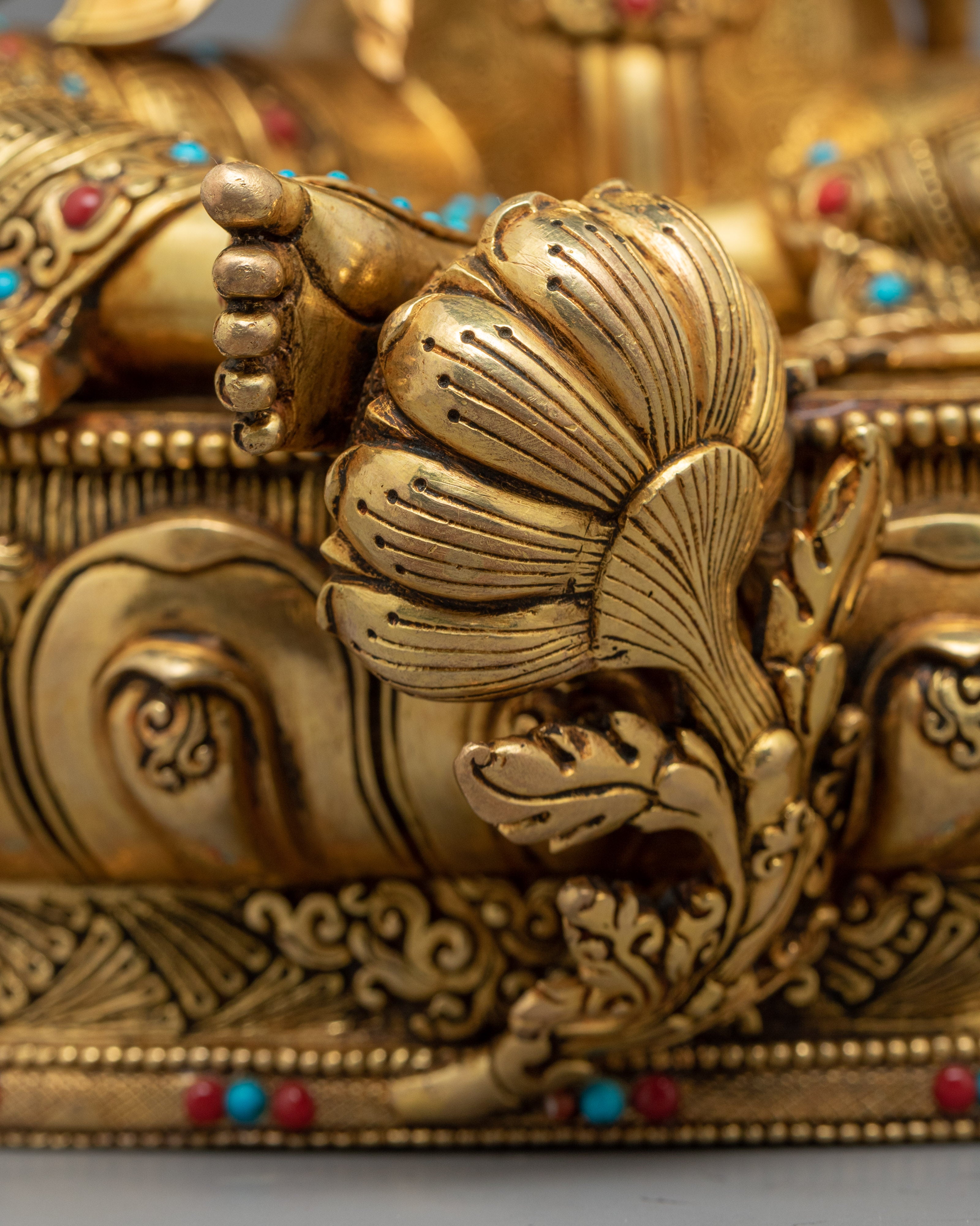 24K Gold Gilded Statue of Green Tara Bodhisattva | Buddhist Meditation Deity Sculpture