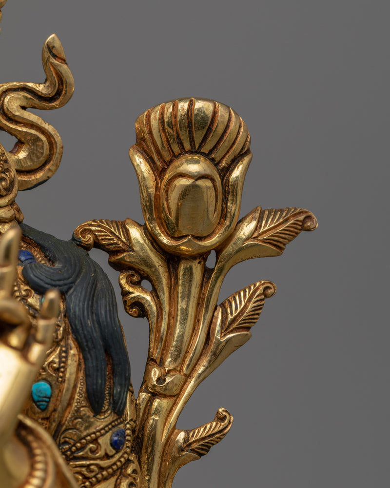 Genuine 24K Gold Gilded Green Tara Deity Statue | Female Bodhisattva Art