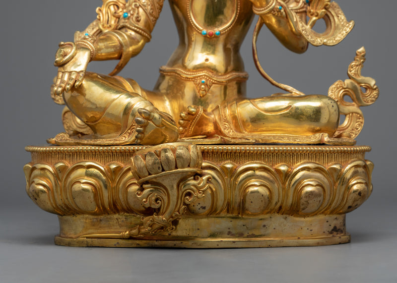 Buddhism Bodhisattva, Green Tara Statue | Gold Gilded Himalayan Art