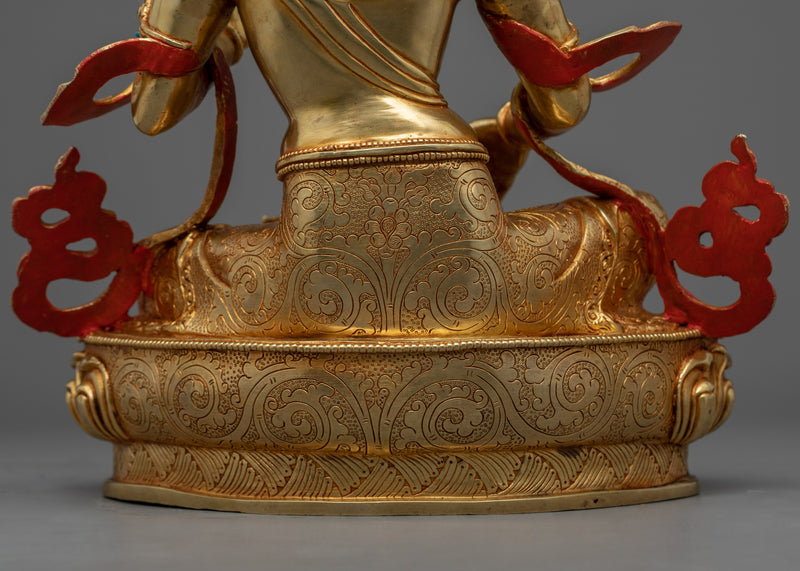 Saraswati Hindu Goddess Statue | Gold Gilded Himalayan Art