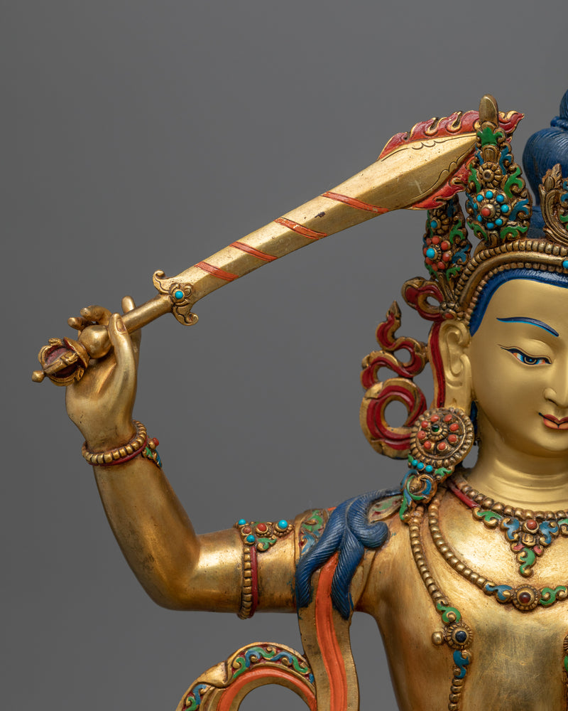 Bodhisattva, Buddha to be Manjushri Statue | Sword Wielding Bodhisattva Sculpture