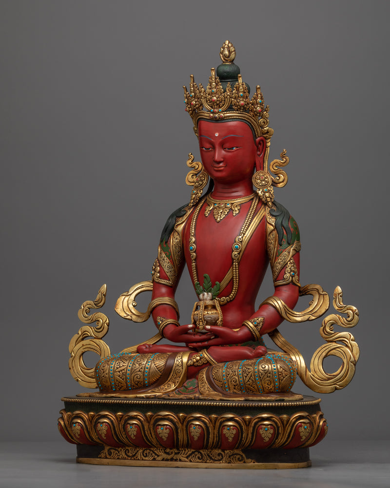Amitayus Mantra Practice Statuette | Amitayus, of Amitavyūhavatī pure realm Statue