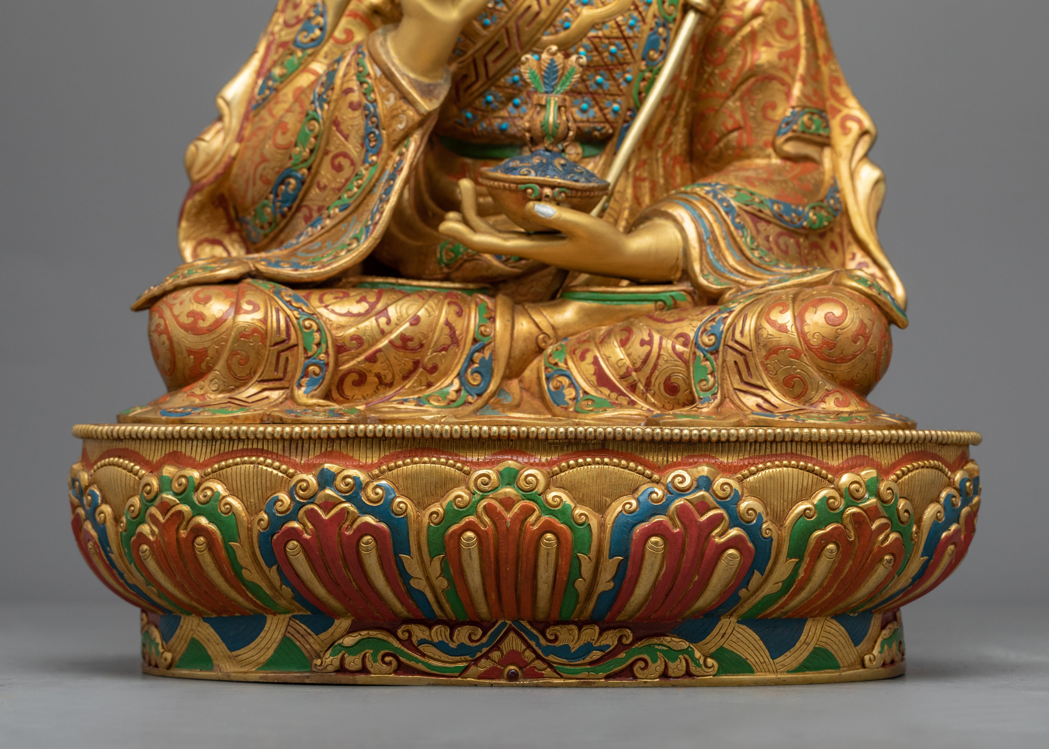 Lotus Born Master, Guru Rinpoche Statue | Gold Gilded Himalayan Buddhist Art