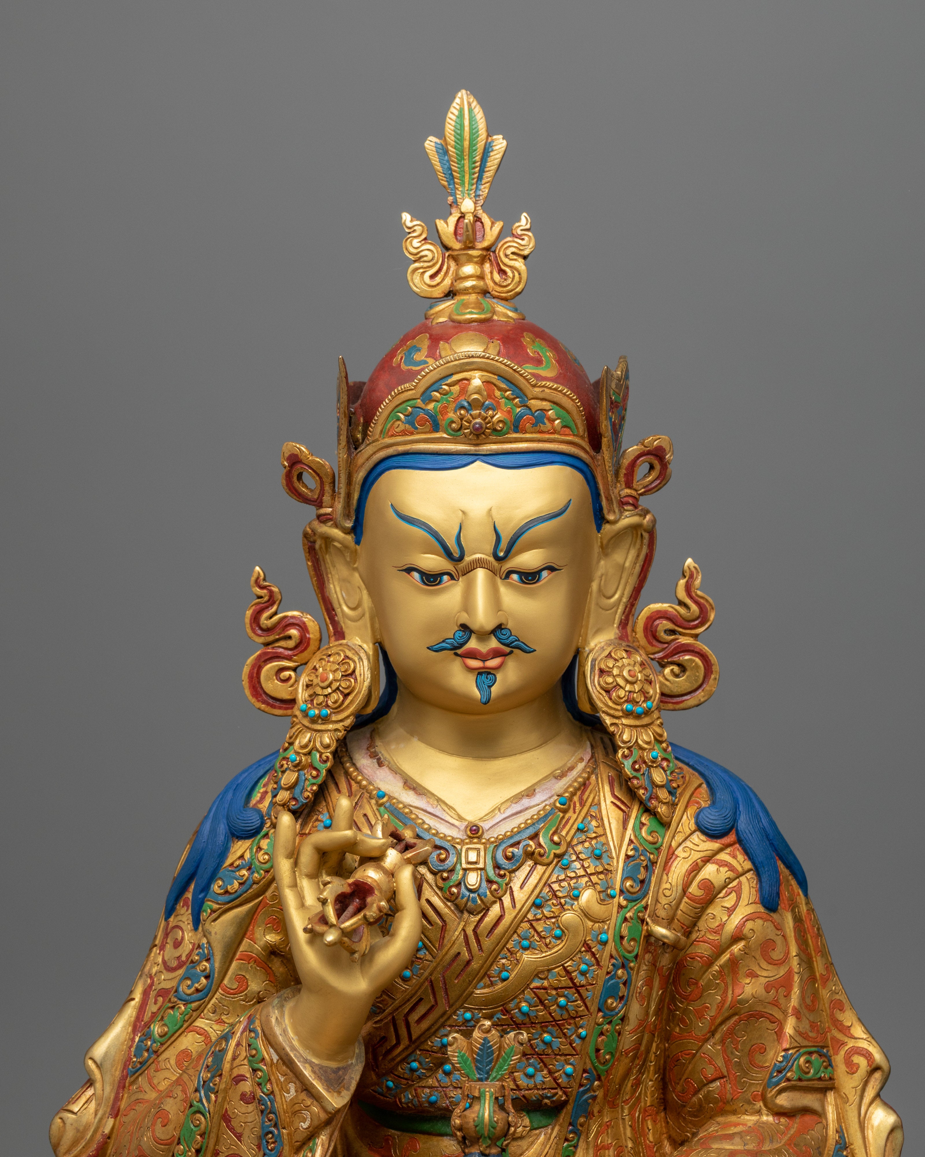Lotus Born Master, Guru Rinpoche Statue | Gold Gilded Himalayan Buddhist Art