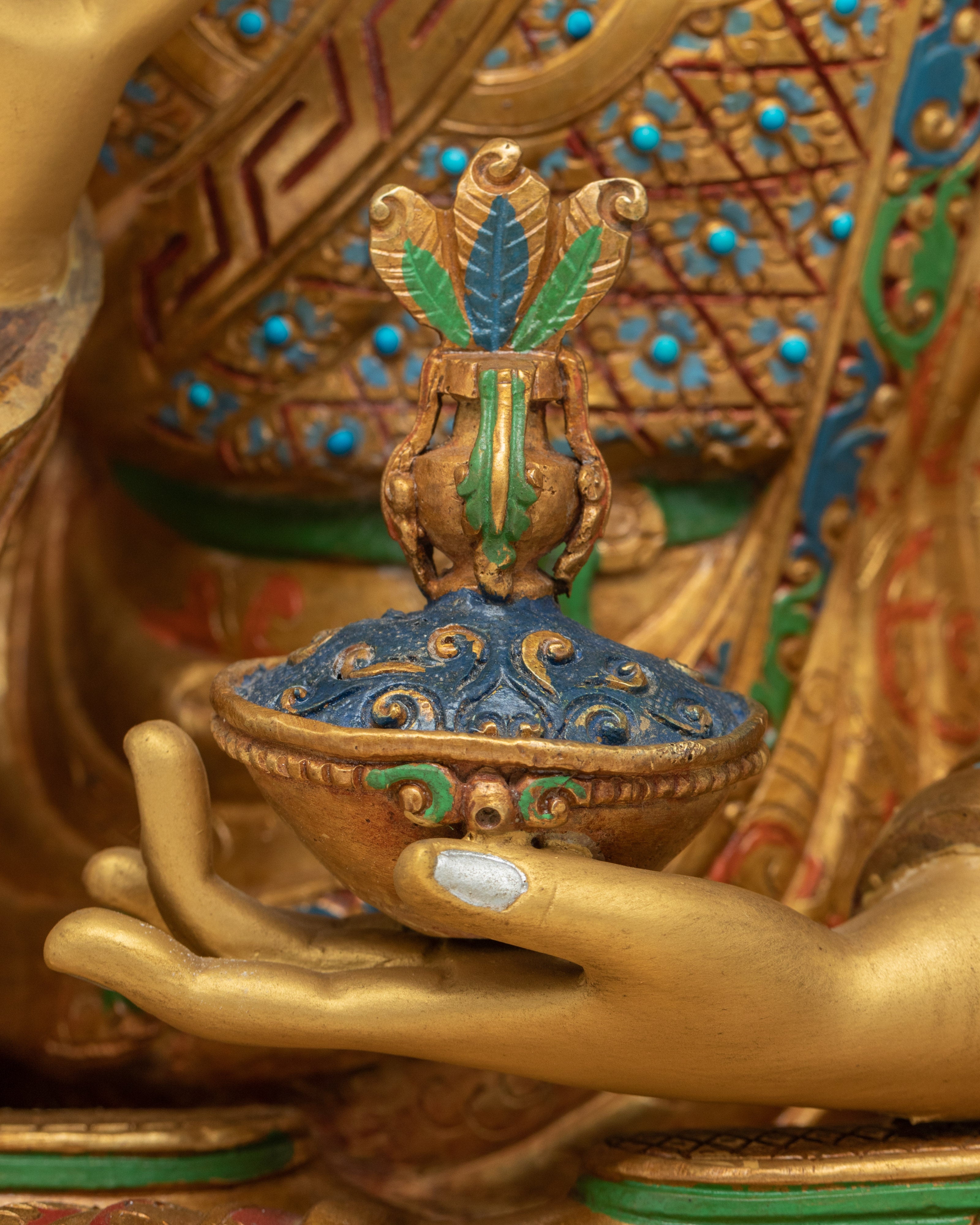 Lotus Born Master, Guru Rinpoche Statue | Gold Gilded Himalayan Buddhist Art