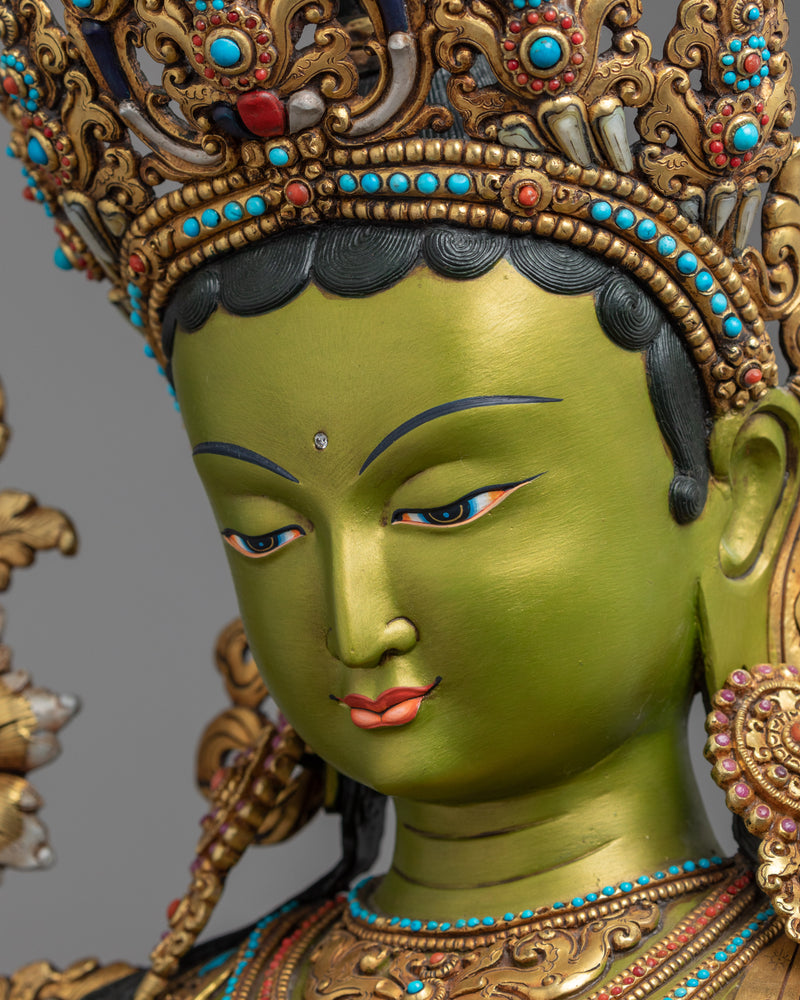 Goddess Green Tara Mantra Practice Sculpture | Rare Traditional Himalayan Art