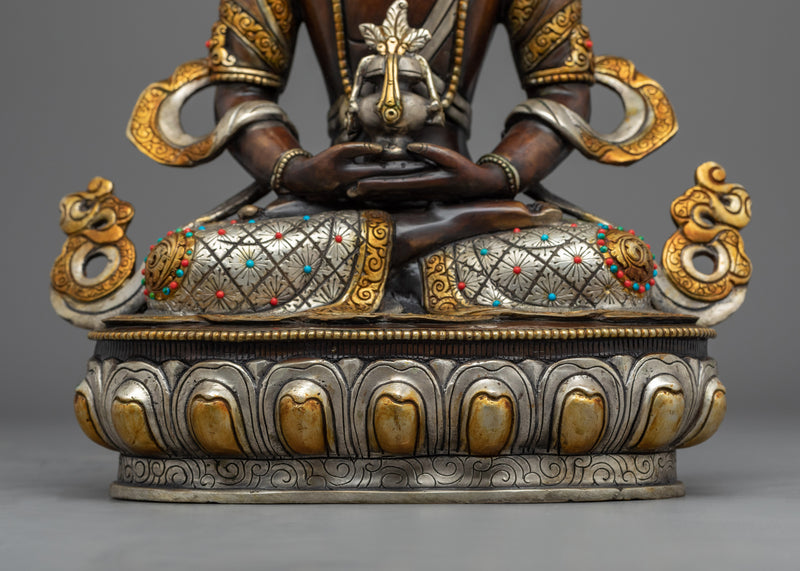 Amitayus Practice Statue | Gold and Silver Gilded Buddha Statue for Rituals