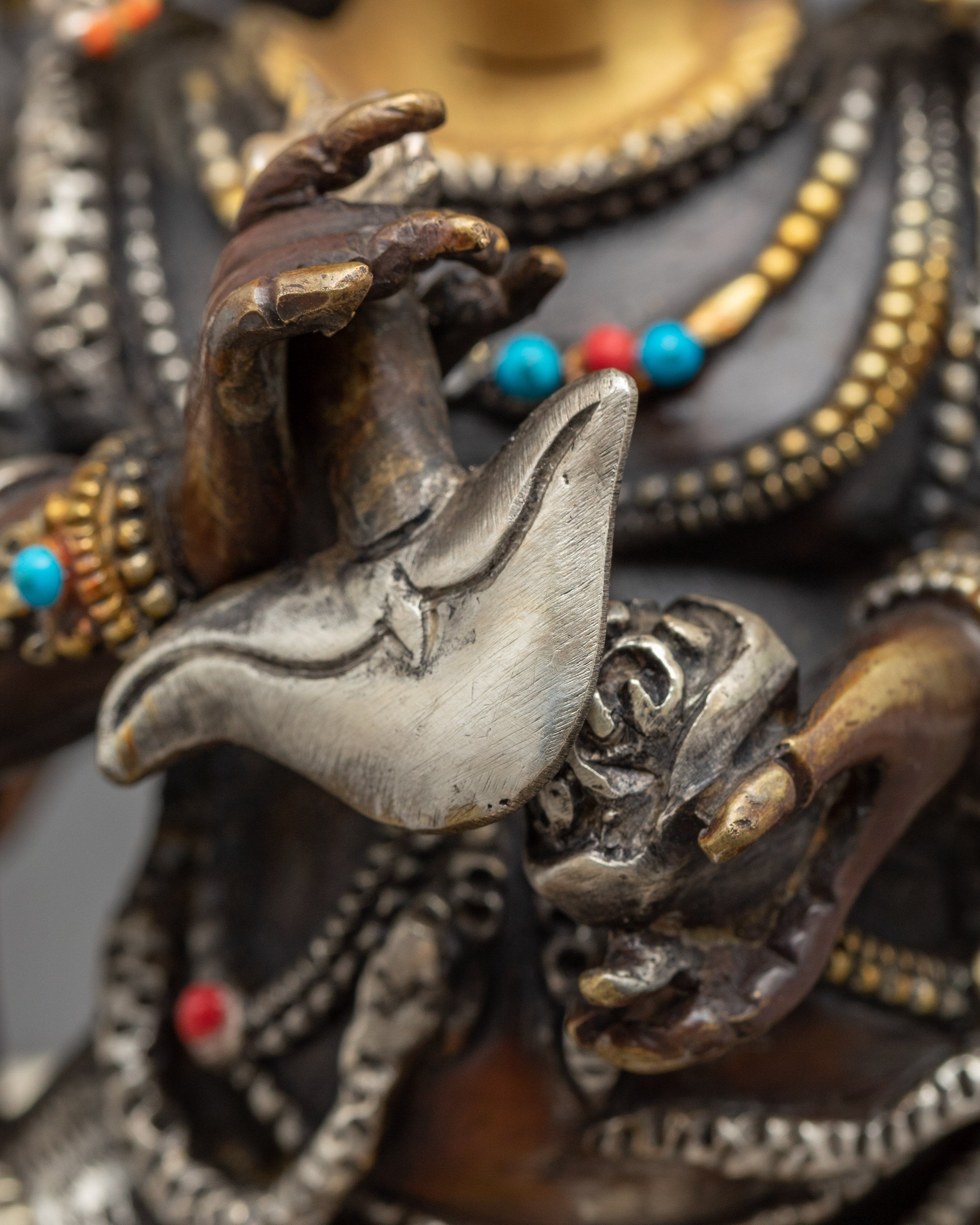 Sakya Mahakala Deity Statue for Ritual | Hand-Carved Buddhist Spiritual Sculpture