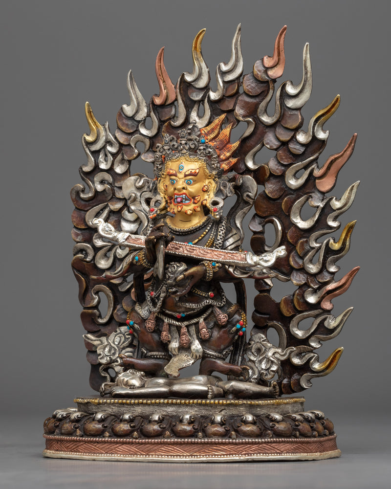 Sakya Mahakala Deity Statue for Ritual | Hand-Carved Buddhist Spiritual Sculpture