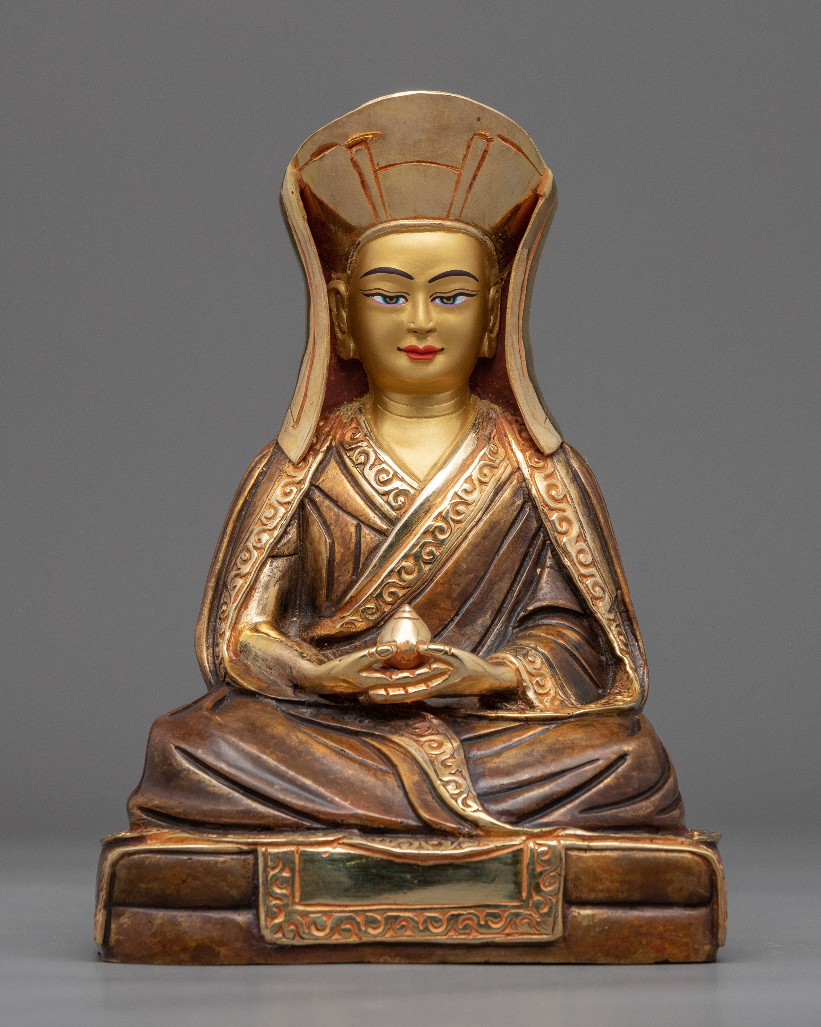 Gold Gilded Buddhist Master Statues Set |  Milarepa, Marpha & Gampopa Statue